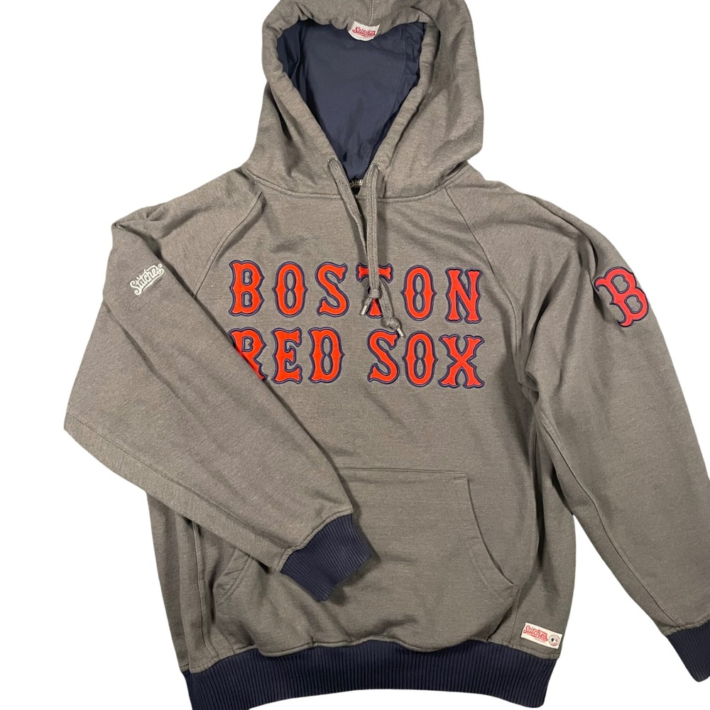 Stitches Boston Red Sox MLB Hoodie Mens Large Grey Pullover Sweatshirt Sports